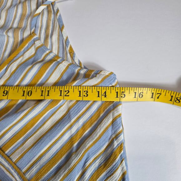 Market & Spruce Wrap Tank Women XS Blue Mustard Stripe Rayon Cami Top casual - Picture 7 of 9